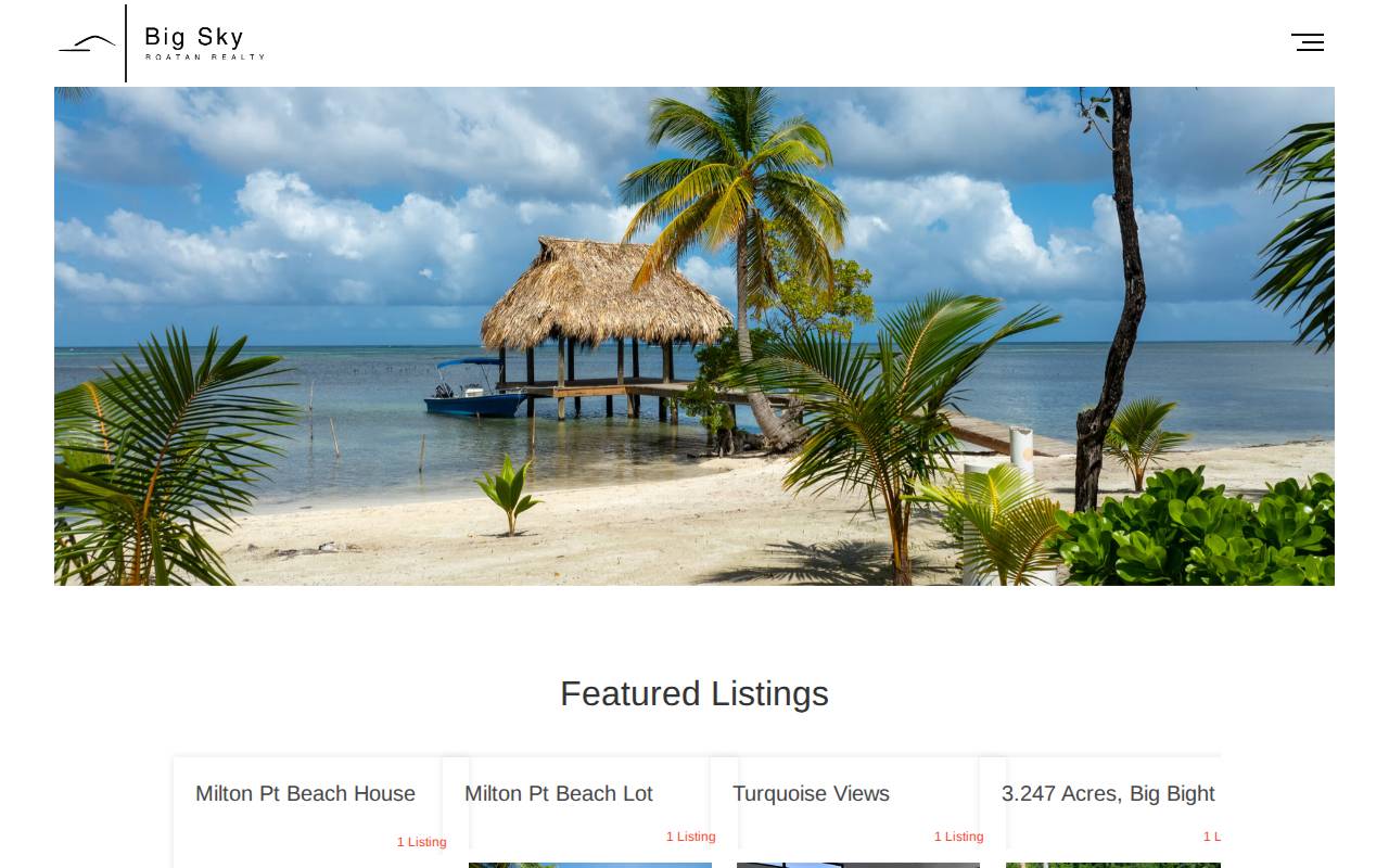 Big Sky Roatan Realty website