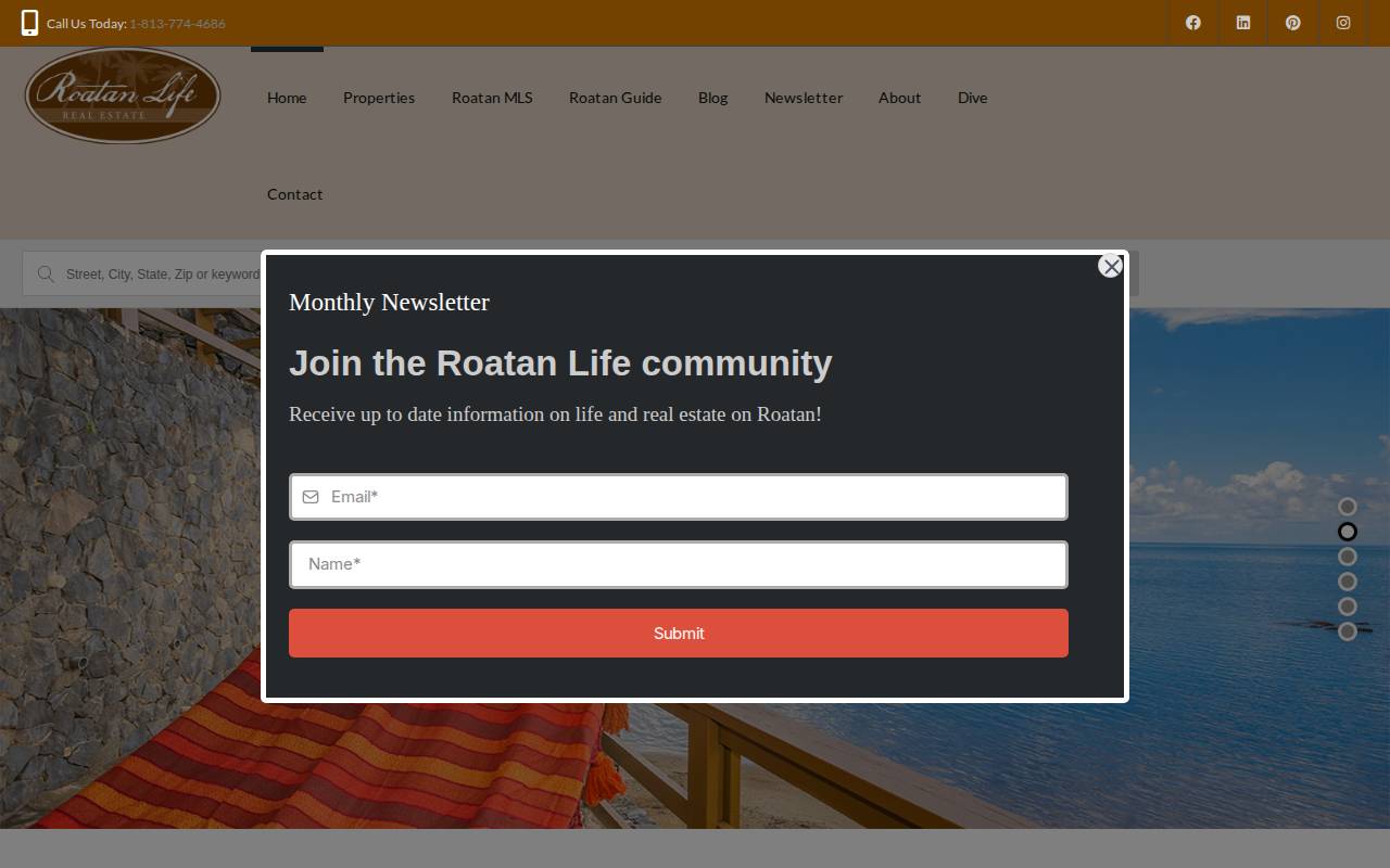 Roatan Life Real Estate website