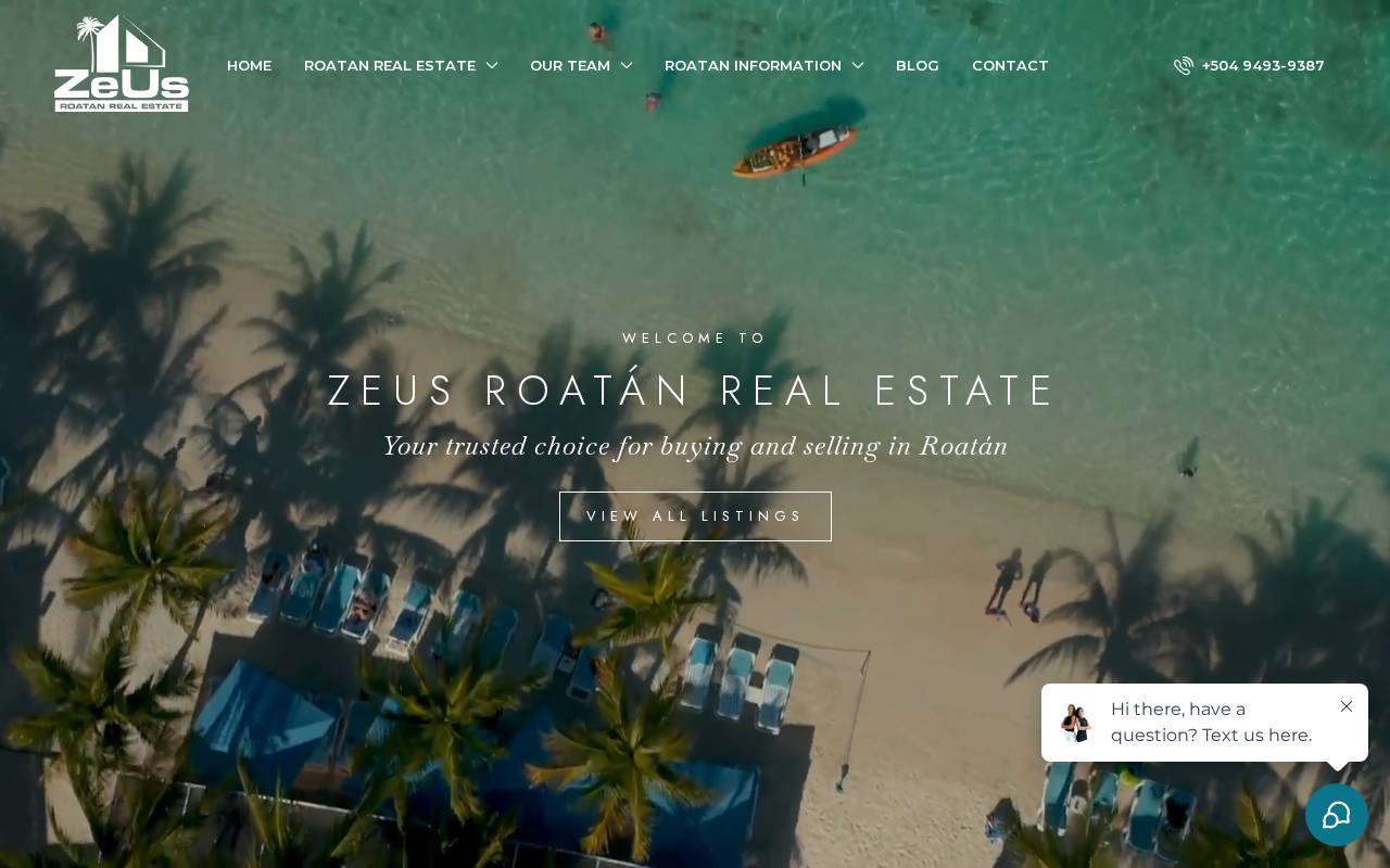 ZeUs Roatan Real Estate website