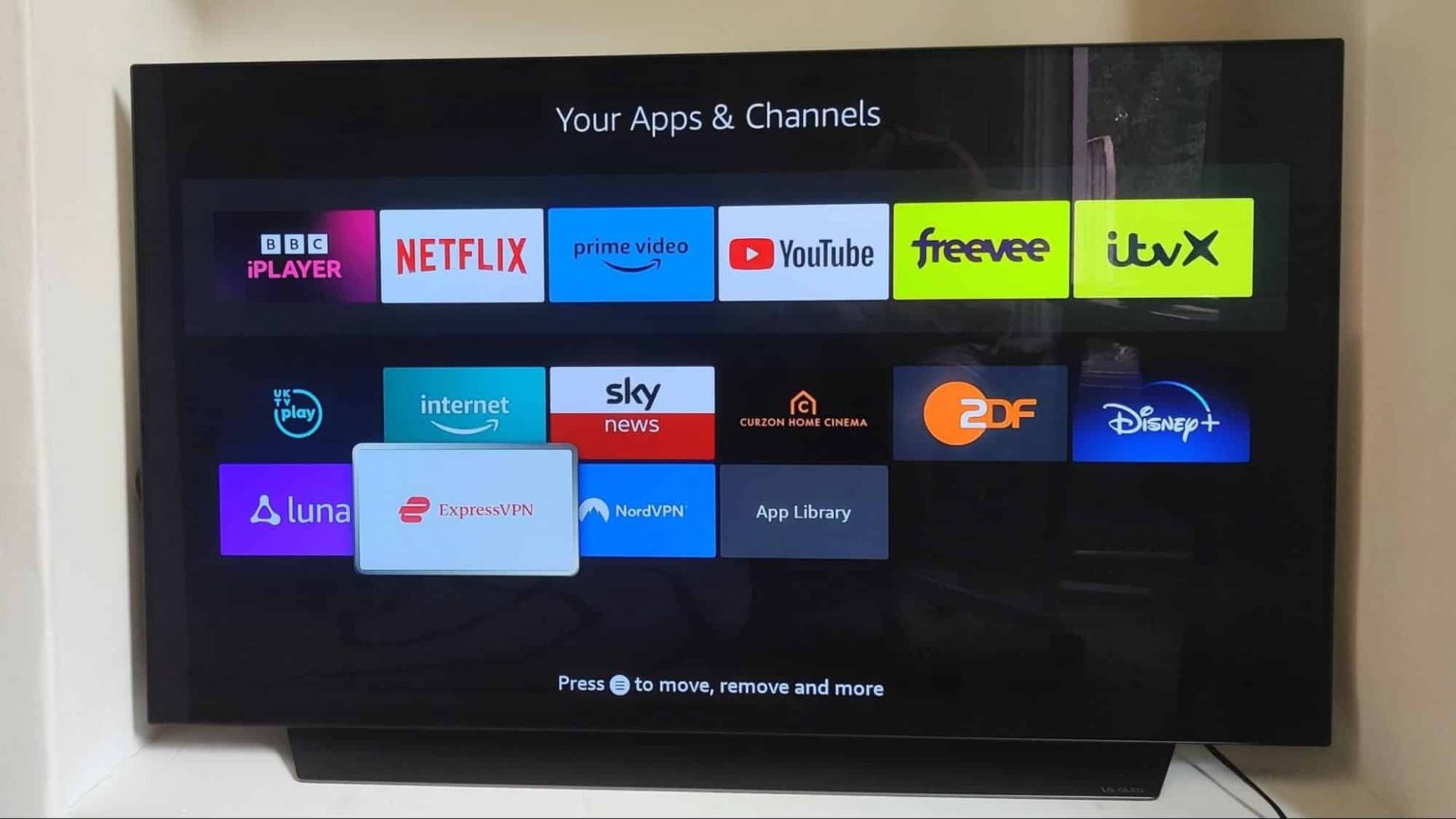 Image of TV showing different streaming services